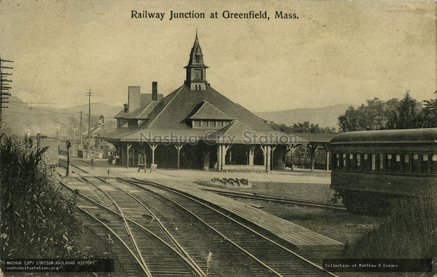 Postcard: Railway Junction at Greenfield, Massachusetts